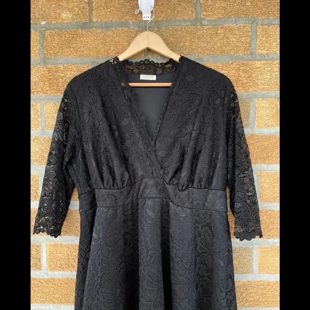 Kiyonna Mademoiselle Lace Dress - Onyx 2 X - Picture 5 of 11